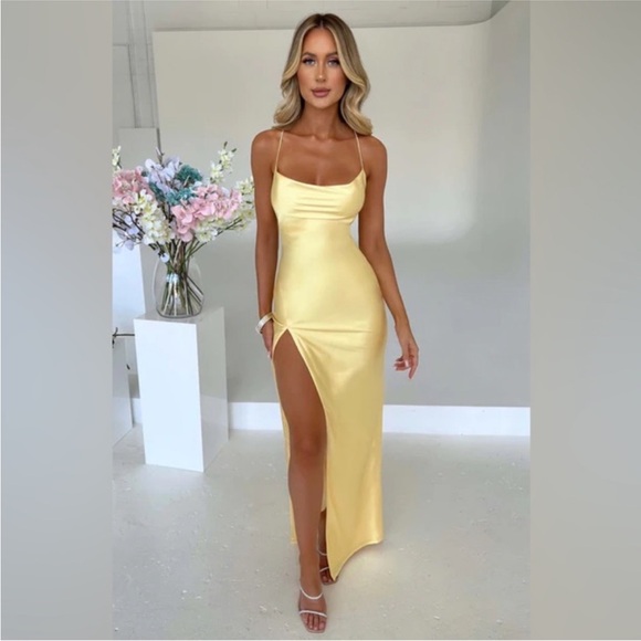 Babyboo Dresses & Skirts - Babyboo - misha silky cowl maxi - lemon - medium nwot